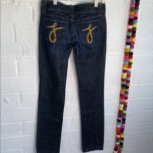 Juicy Couture Kate Low Rise Logo Dark Wash Denim Jeans sz 25